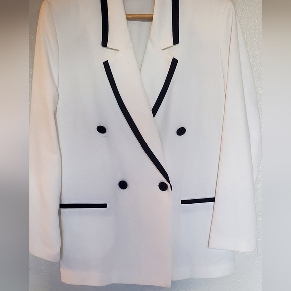 Jaclyn Smith White & Black Blazer Professional Tailored Suit Jacket Size 6 - Picture 2 of 4